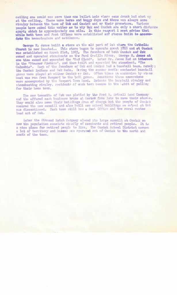 A Summary of the History of Cusick and Usk, page two